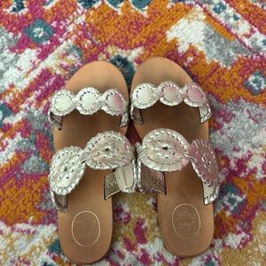 Jack Rogers Metallic Silver and Brown Sandals